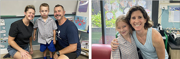 Student with parents at the open classrooms event.